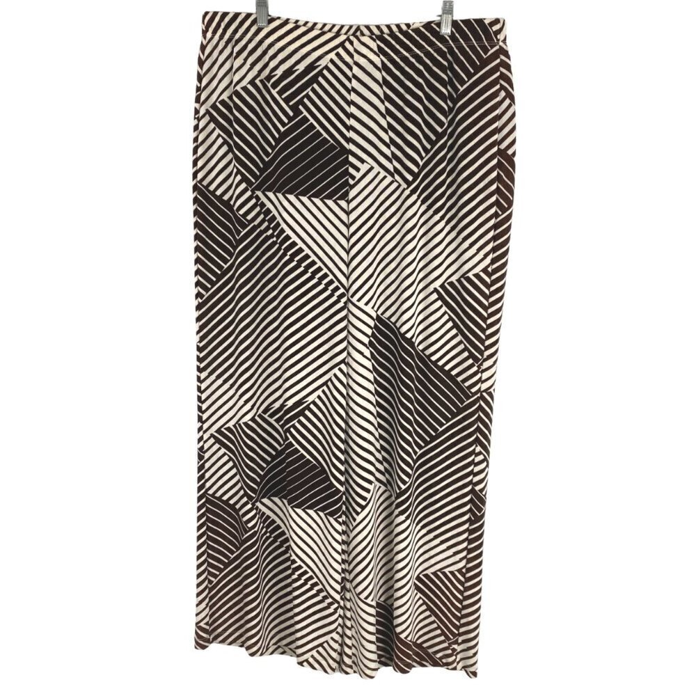 Chico's Travelers‎ Wide Leg Pants Size 3 Pull On Striped Slinky NWOT PT-2092